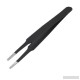 SODIALR Anti-statique Plat pointe carree Acier inoxydable pincettes droite 4.7 Long Noir  B00JFOR866